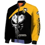 pittsburgh penguins edgy mask yellow black bomber jacket best selling