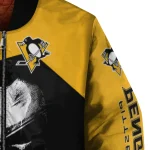 pittsburgh penguins edgy mask yellow black bomber jacket best selling