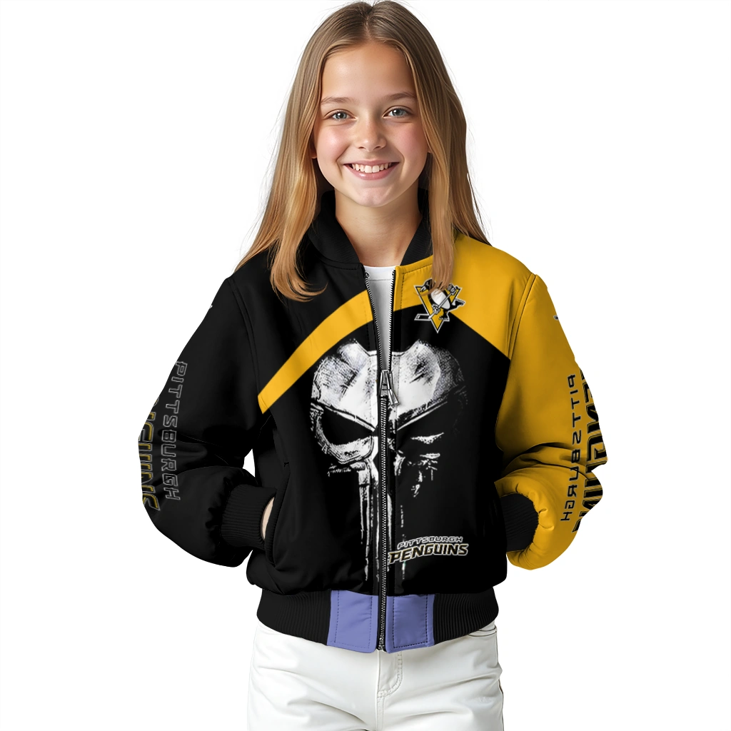 pittsburgh penguins edgy mask yellow black bomber jacket top rated pittsburgh penguins edgy mask yellow black bomber jacket top rated