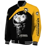 pittsburgh penguins edgy mask yellow black varsity jacket best selling