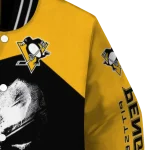 pittsburgh penguins edgy mask yellow black varsity jacket best selling