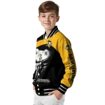 pittsburgh penguins edgy mask yellow black varsity jacket best selling