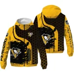 pittsburgh penguins hex grid texture yellow black windbreaker jacket best selling