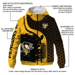 pittsburgh penguins hex grid texture yellow black windbreaker jacket best selling