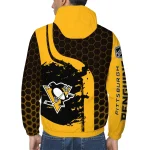 pittsburgh penguins hex grid texture yellow black windbreaker jacket best selling
