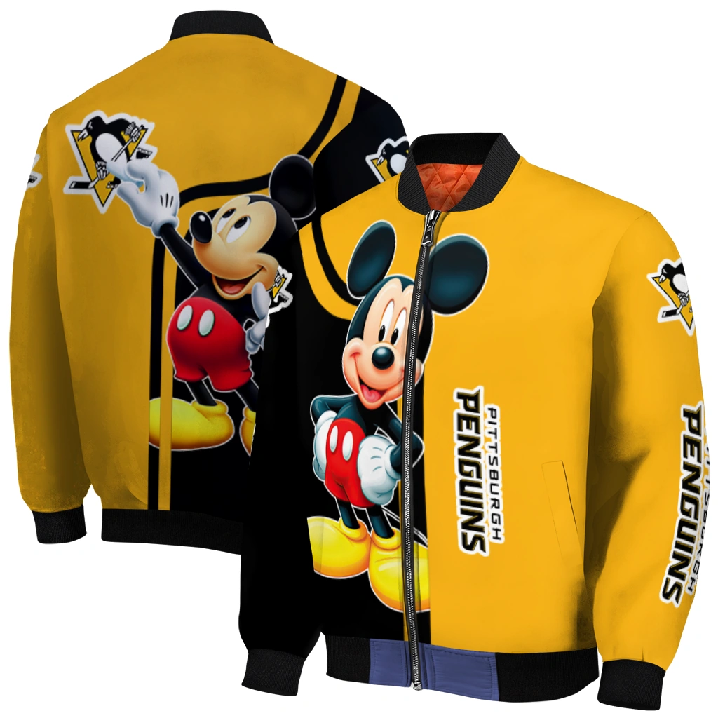 pittsburgh penguins mickey mouse yellow bomber jacket best selling pittsburgh penguins mickey mouse yellow bomber jacket best selling