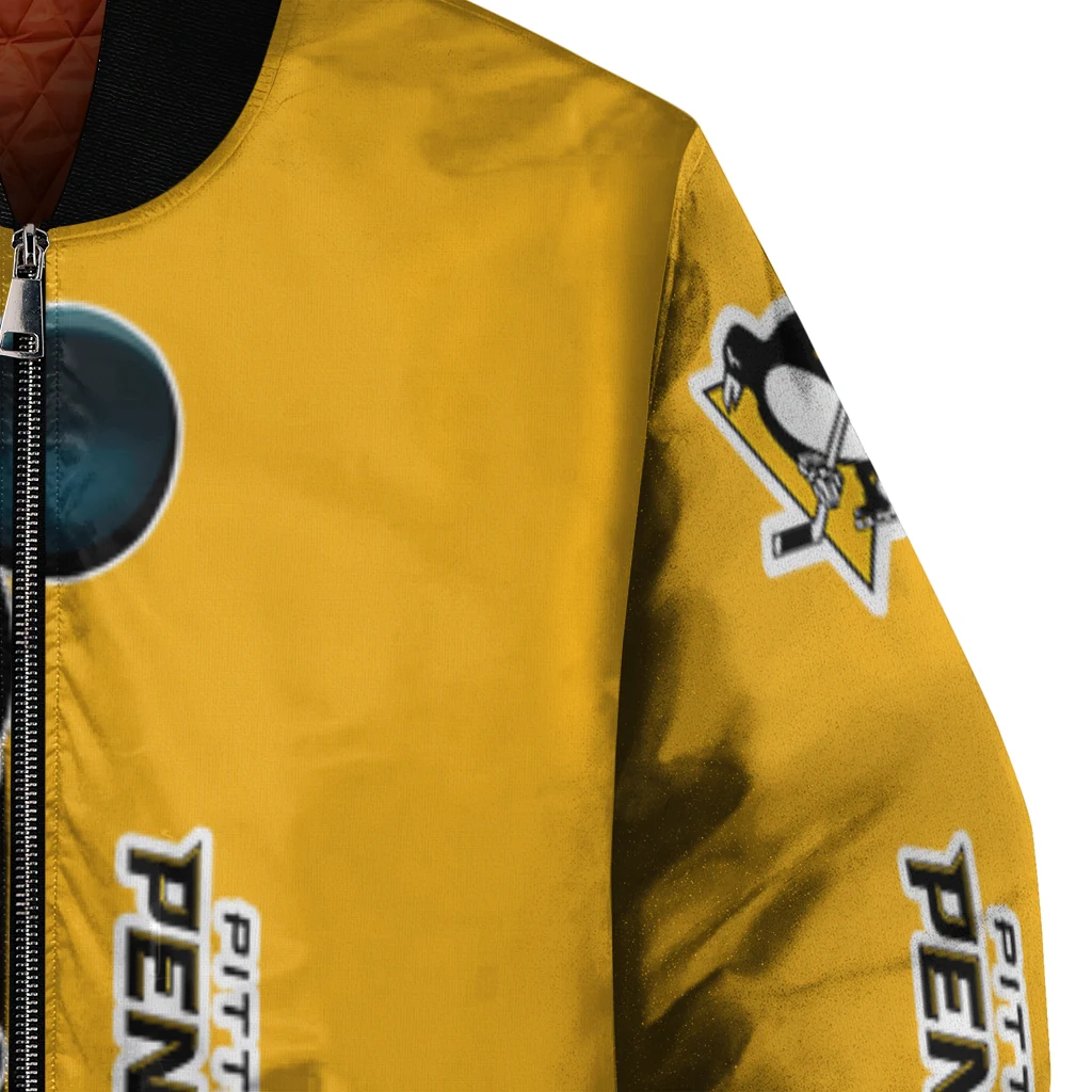 pittsburgh penguins mickey mouse yellow bomber jacket premium grade pittsburgh penguins mickey mouse yellow bomber jacket premium grade