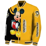pittsburgh penguins mickey mouse yellow varsity jacket best selling