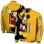 pittsburgh penguins mickey mouse yellow varsity jacket best selling