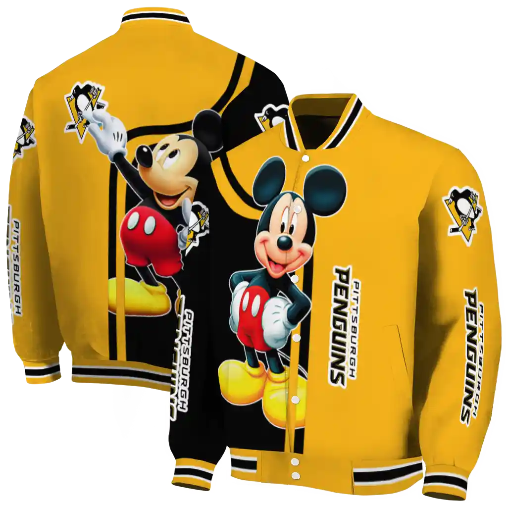 pittsburgh penguins mickey mouse yellow varsity jacket fashion forward pittsburgh penguins mickey mouse yellow varsity jacket fashion forward