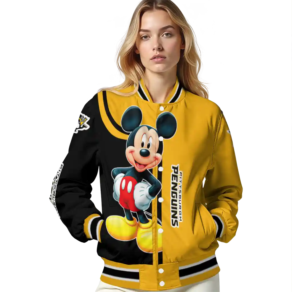 pittsburgh penguins mickey mouse yellow varsity jacket latest model pittsburgh penguins mickey mouse yellow varsity jacket latest model
