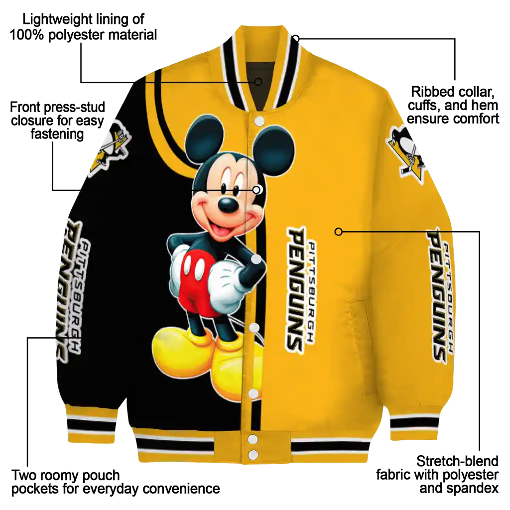 pittsburgh penguins mickey mouse yellow varsity jacket new arrival pittsburgh penguins mickey mouse yellow varsity jacket new arrival