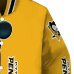 pittsburgh penguins mickey mouse yellow varsity jacket best selling