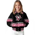 pittsburgh penguins pink ribbon black pink varsity jacket best selling