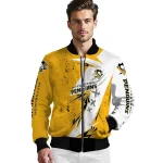 pittsburgh penguins ripped bolt yellow white bomber jacket best selling