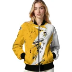 pittsburgh penguins ripped bolt yellow white bomber jacket best selling