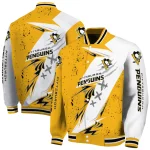 pittsburgh penguins ripped bolt yellow white varsity jacket best selling