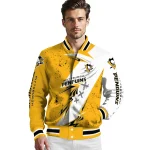 pittsburgh penguins ripped bolt yellow white varsity jacket best selling