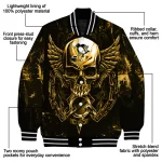 pittsburgh penguins skull bite yellow black varsity jacket best selling