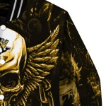 pittsburgh penguins skull bite yellow black varsity jacket best selling