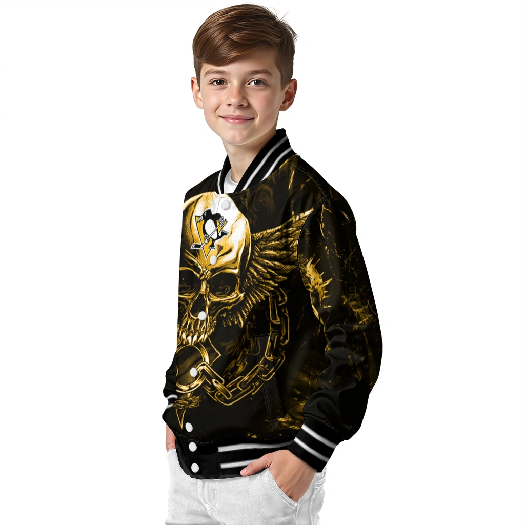 pittsburgh penguins skull bite yellow black varsity jacket trendy pittsburgh penguins skull bite yellow black varsity jacket trendy