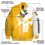 pittsburgh penguins skull outline yellow white varsity jacket best selling
