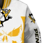 pittsburgh penguins skull outline yellow white varsity jacket best selling