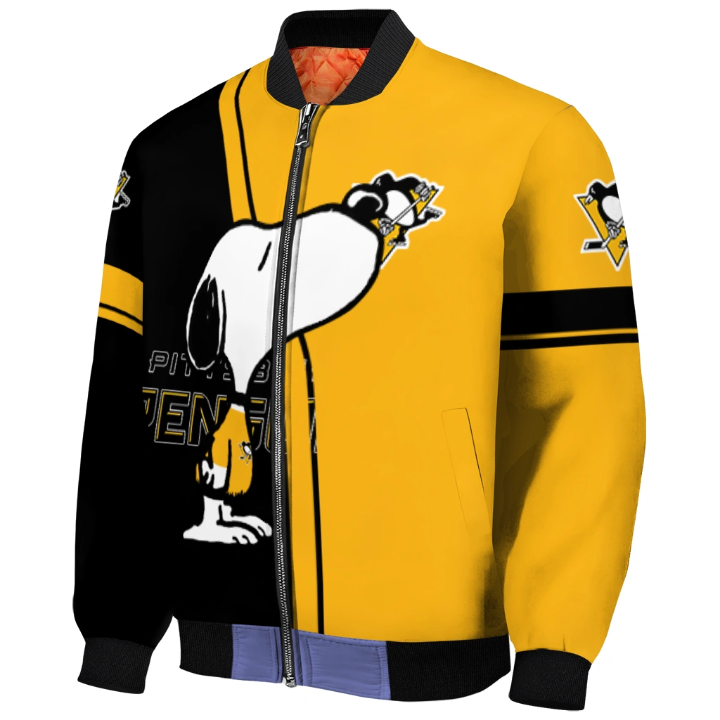 pittsburgh penguins snoopy attitude yellow bomber jacket fashion forward pittsburgh penguins snoopy attitude yellow bomber jacket fashion forward
