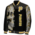 pittsburgh pirates fire skull black varsity jacket best selling