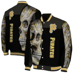 pittsburgh pirates fire skull black varsity jacket best selling