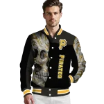pittsburgh pirates fire skull black varsity jacket best selling