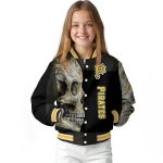 pittsburgh pirates fire skull black varsity jacket best selling