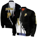 pittsburgh pirates grunge cut design black bomber jacket best selling