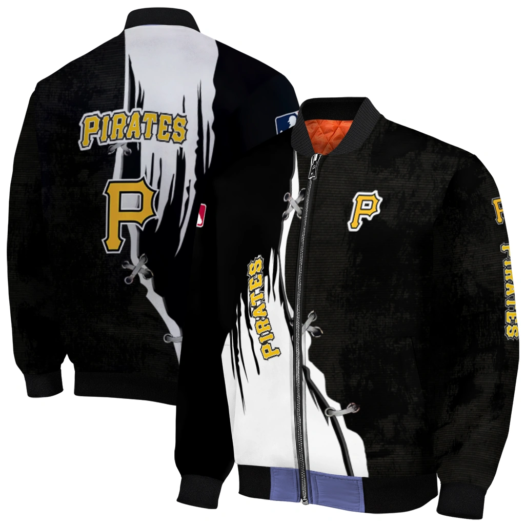 pittsburgh pirates grunge cut design black bomber jacket best selling pittsburgh pirates grunge cut design black bomber jacket best selling