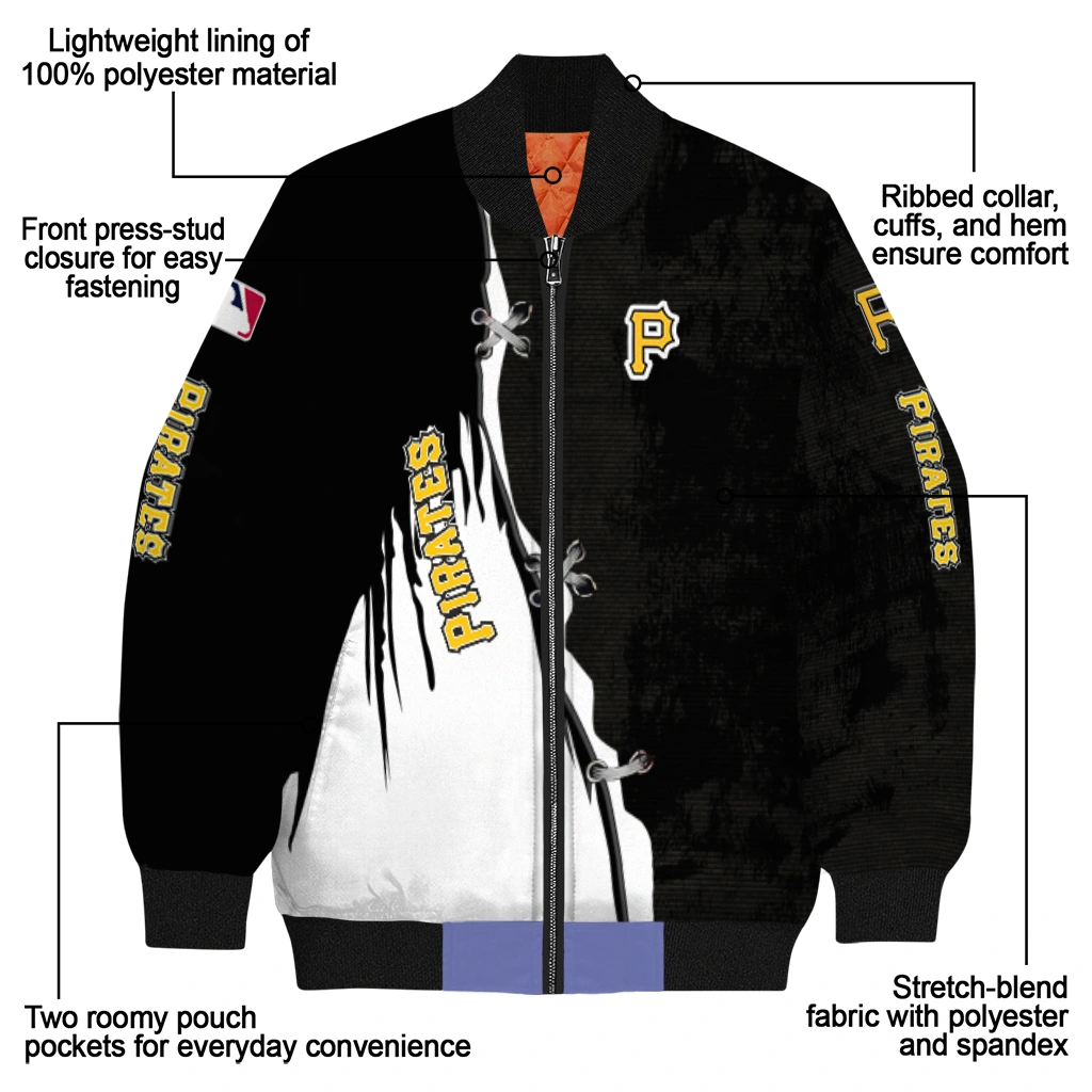 pittsburgh pirates grunge cut design black bomber jacket new arrival pittsburgh pirates grunge cut design black bomber jacket new arrival