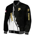 pittsburgh pirates grunge cut design black varsity jacket best selling