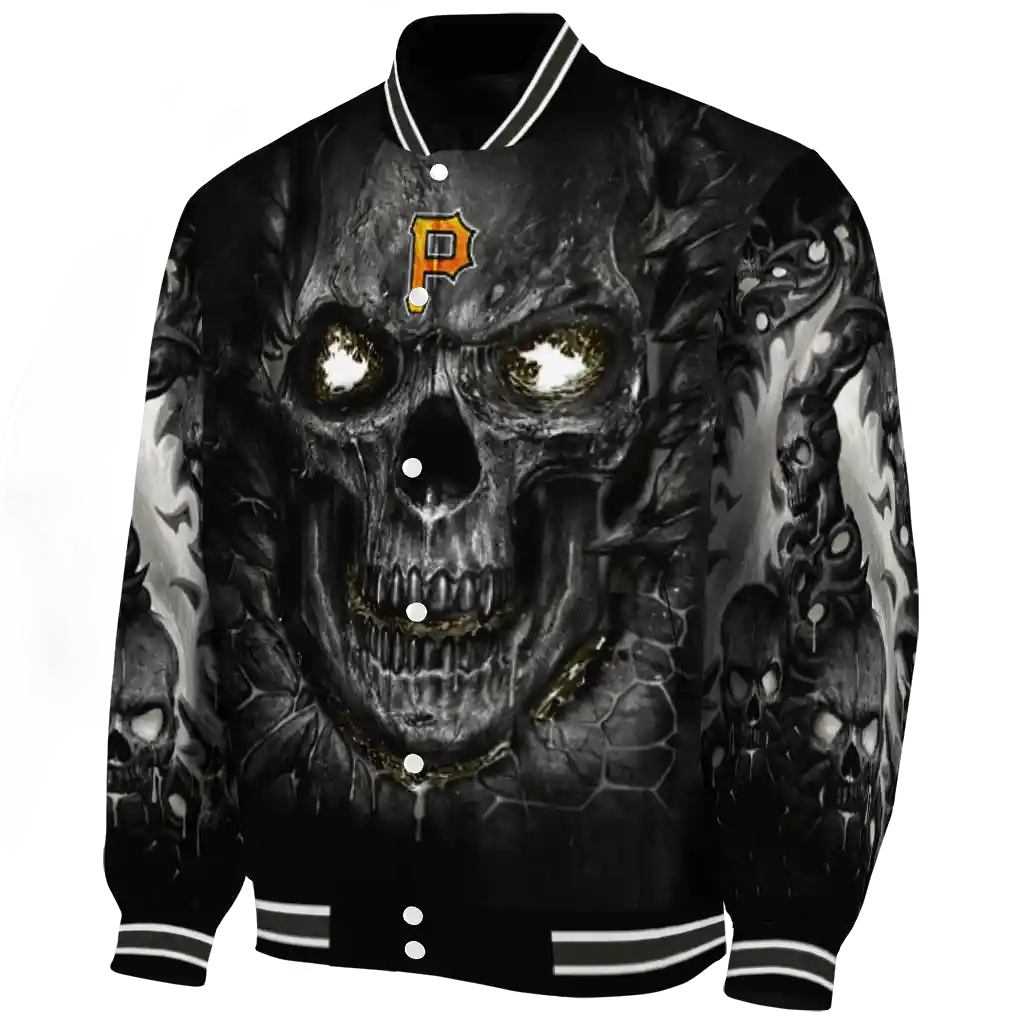 pittsburgh pirates inferno skull black varsity jacket best selling pittsburgh pirates inferno skull black varsity jacket best selling