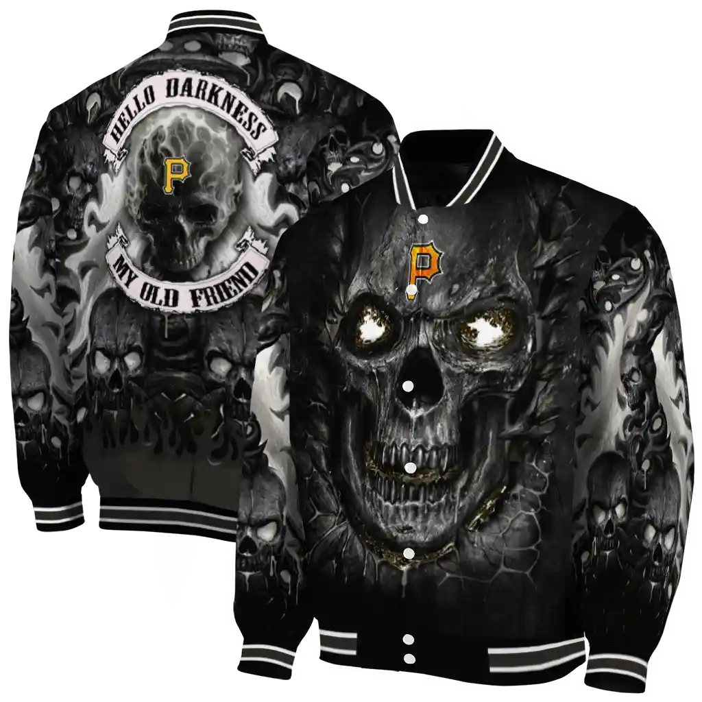 pittsburgh pirates inferno skull black varsity jacket fashion forward pittsburgh pirates inferno skull black varsity jacket fashion forward