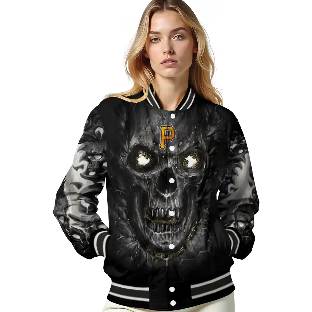 pittsburgh pirates inferno skull black varsity jacket latest model pittsburgh pirates inferno skull black varsity jacket latest model