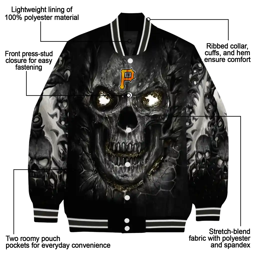 pittsburgh pirates inferno skull black varsity jacket new arrival pittsburgh pirates inferno skull black varsity jacket new arrival