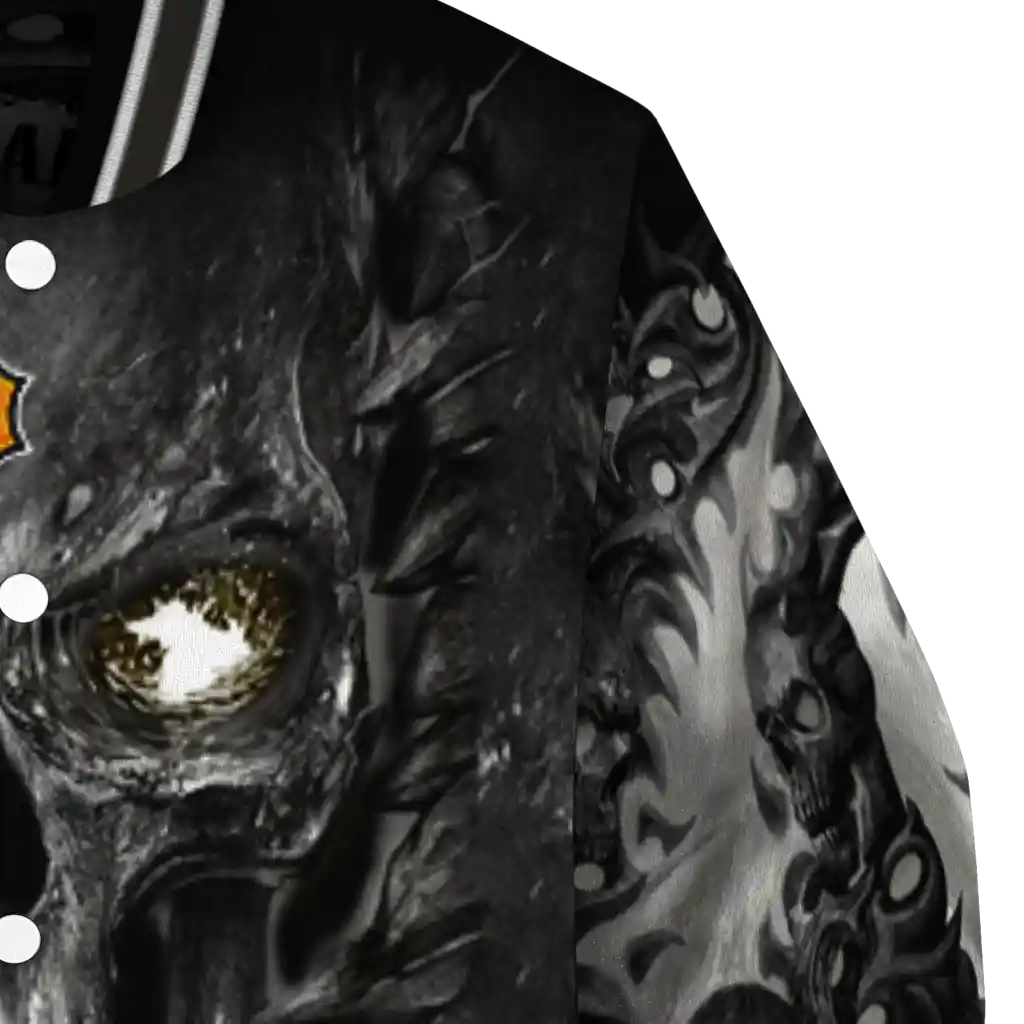 pittsburgh pirates inferno skull black varsity jacket premium grade pittsburgh pirates inferno skull black varsity jacket premium grade