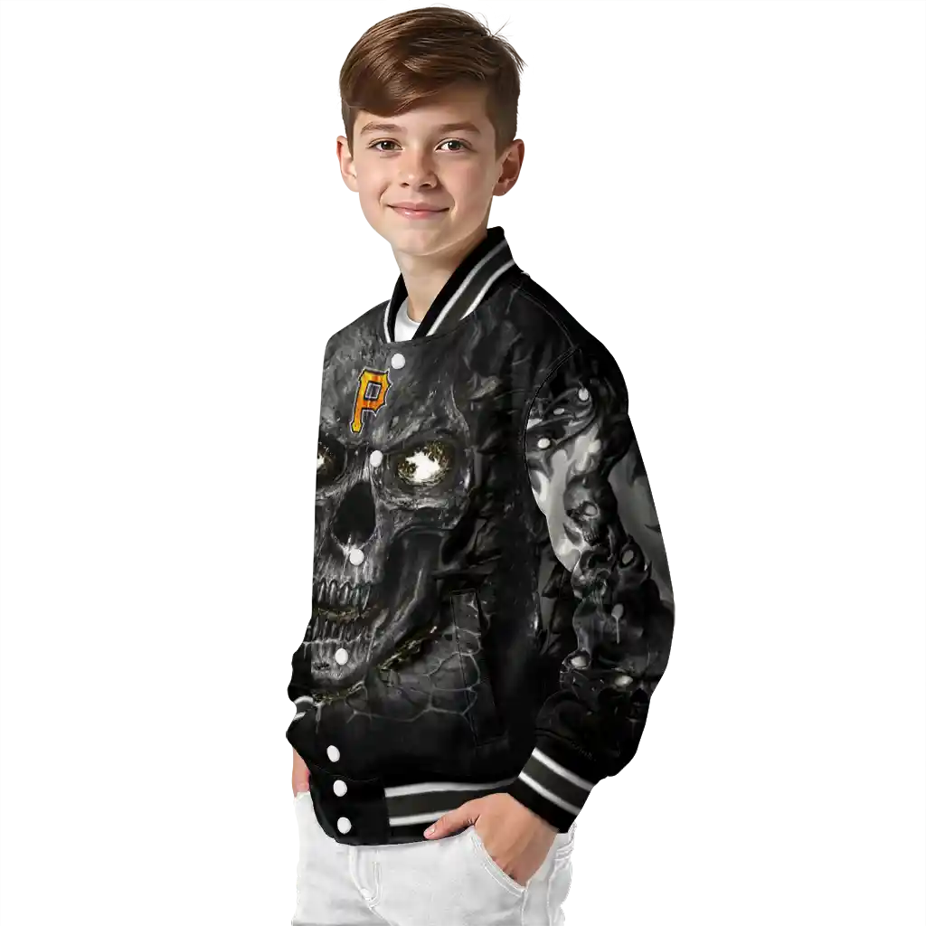pittsburgh pirates inferno skull black varsity jacket trendy pittsburgh pirates inferno skull black varsity jacket trendy