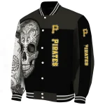 pittsburgh pirates intricate skull black varsity jacket best selling