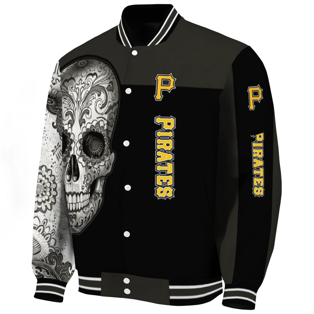 pittsburgh pirates intricate skull black varsity jacket best selling pittsburgh pirates intricate skull black varsity jacket best selling