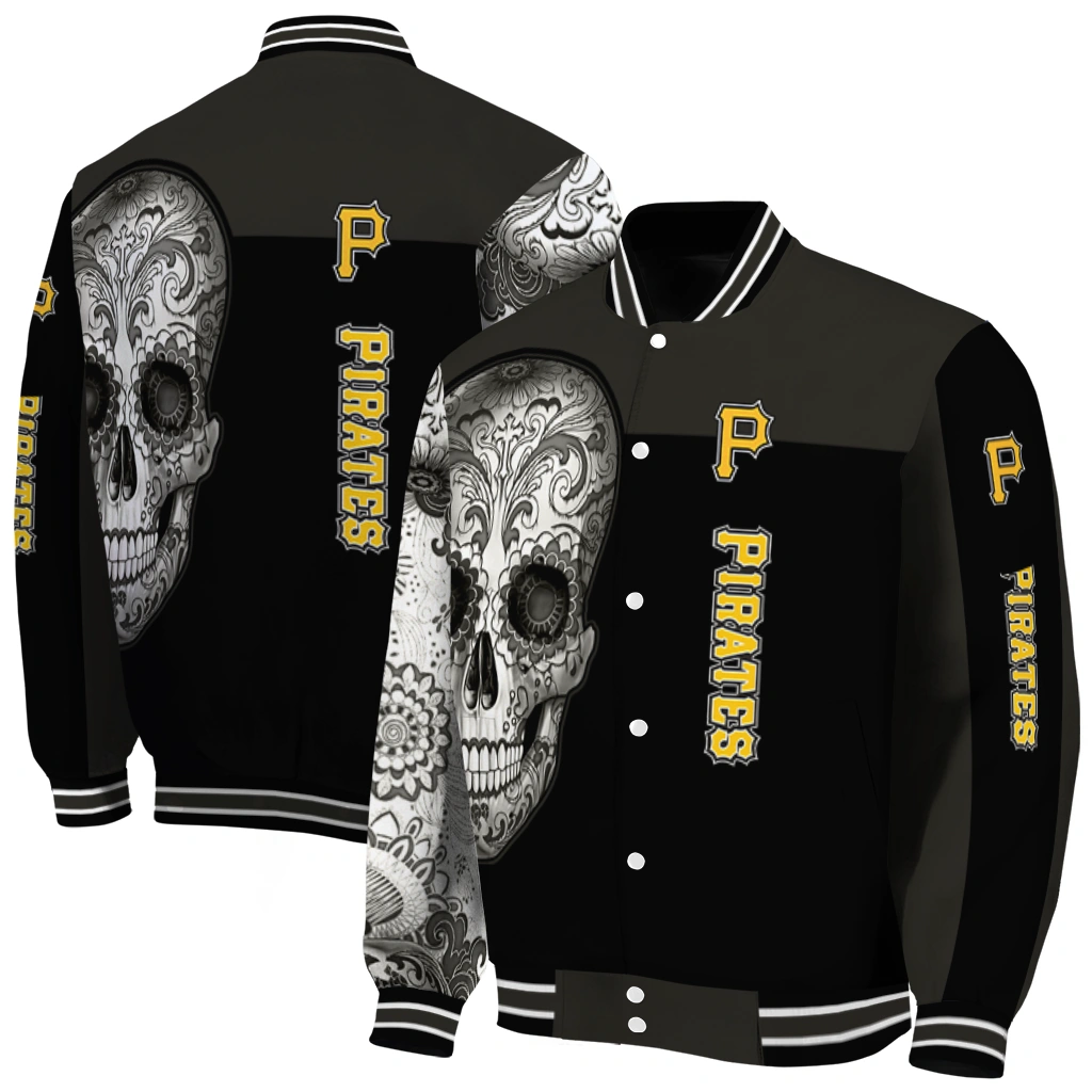pittsburgh pirates intricate skull black varsity jacket fashion forward pittsburgh pirates intricate skull black varsity jacket fashion forward