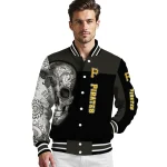 pittsburgh pirates intricate skull black varsity jacket best selling