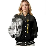pittsburgh pirates intricate skull black varsity jacket best selling