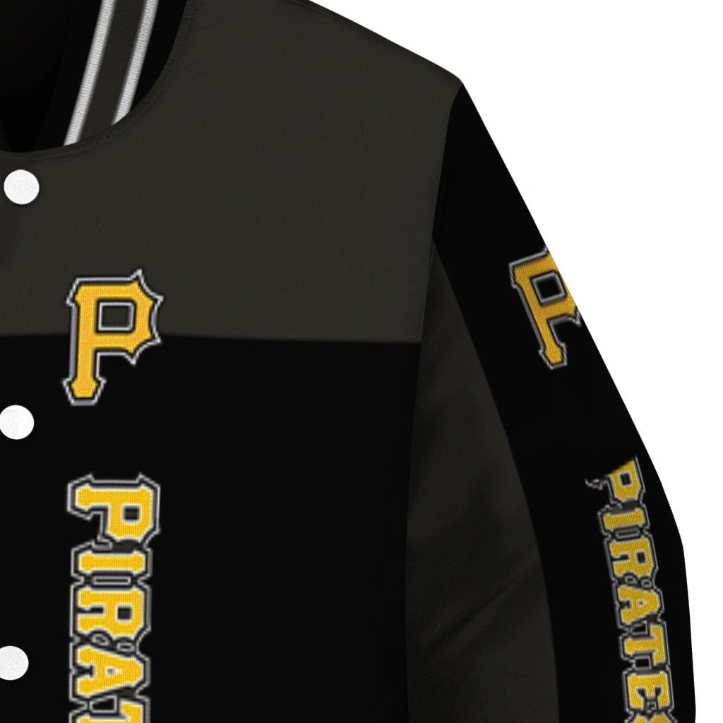 pittsburgh pirates intricate skull black varsity jacket premium grade pittsburgh pirates intricate skull black varsity jacket premium grade
