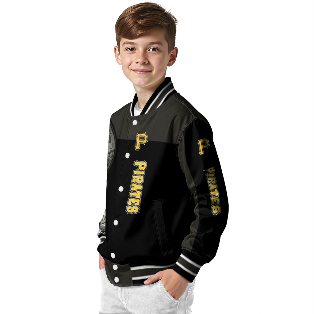 pittsburgh pirates intricate skull black varsity jacket trendy pittsburgh pirates intricate skull black varsity jacket trendy