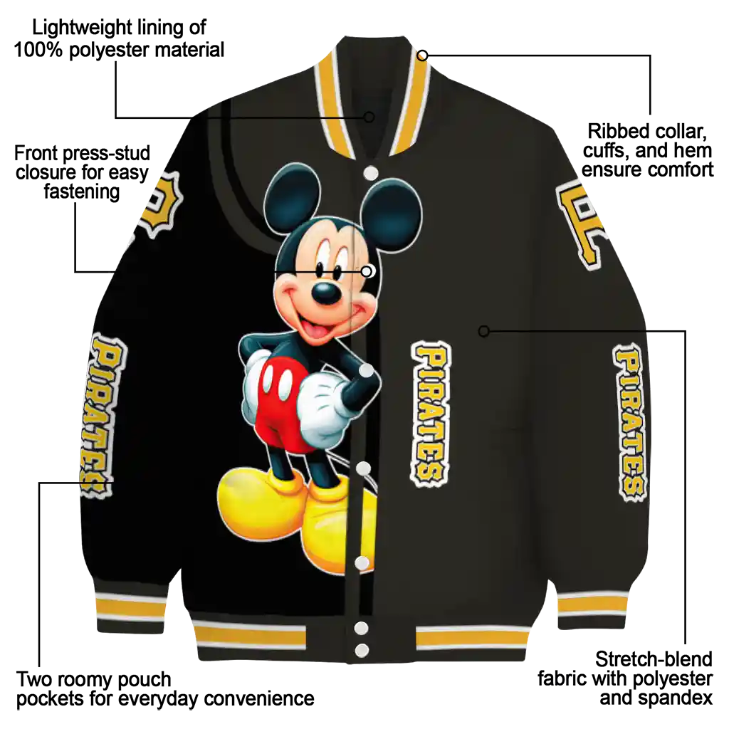 pittsburgh pirates mickey mouse black varsity jacket new arrival pittsburgh pirates mickey mouse black varsity jacket new arrival